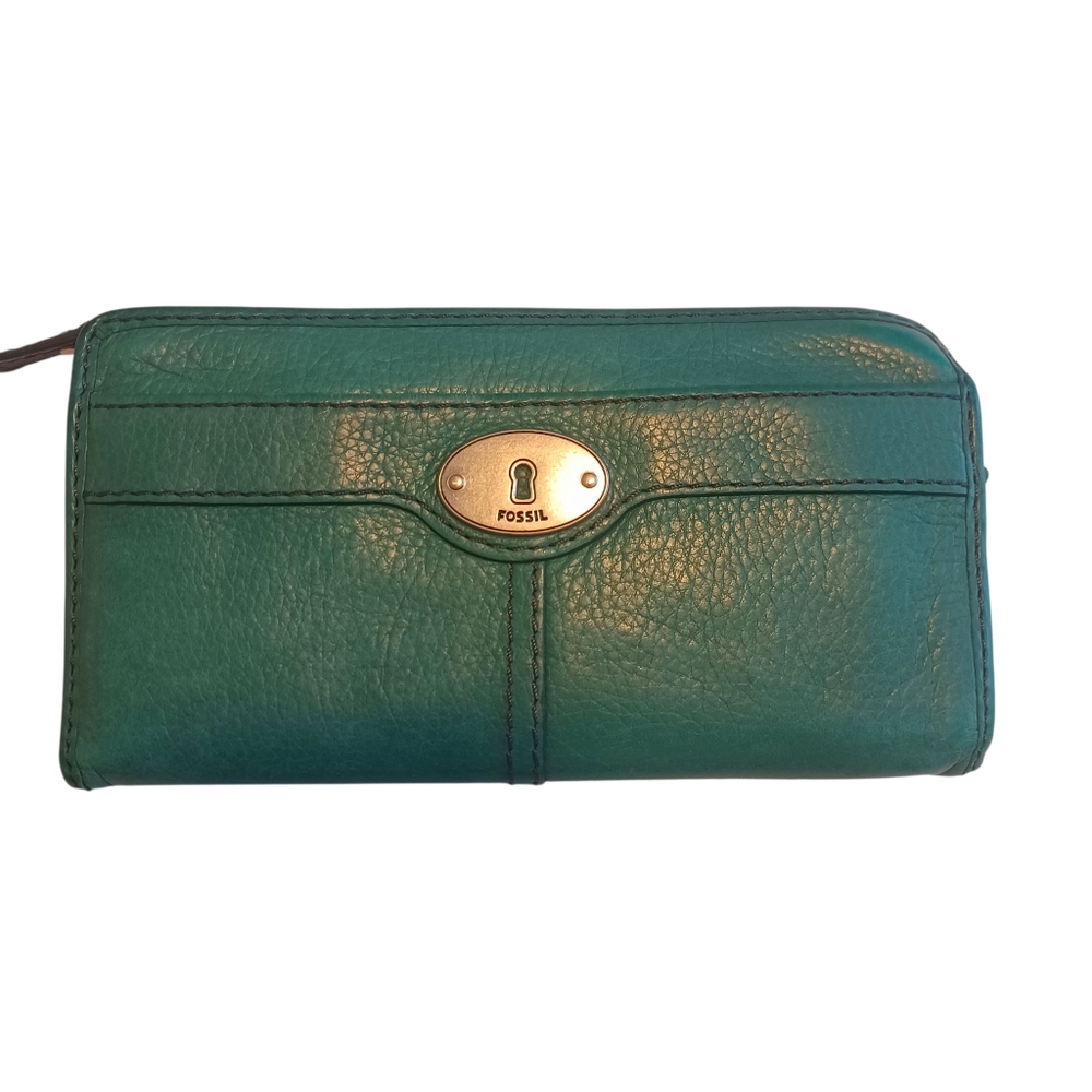 Fossil Leather Billfold Wallet Kelly Green